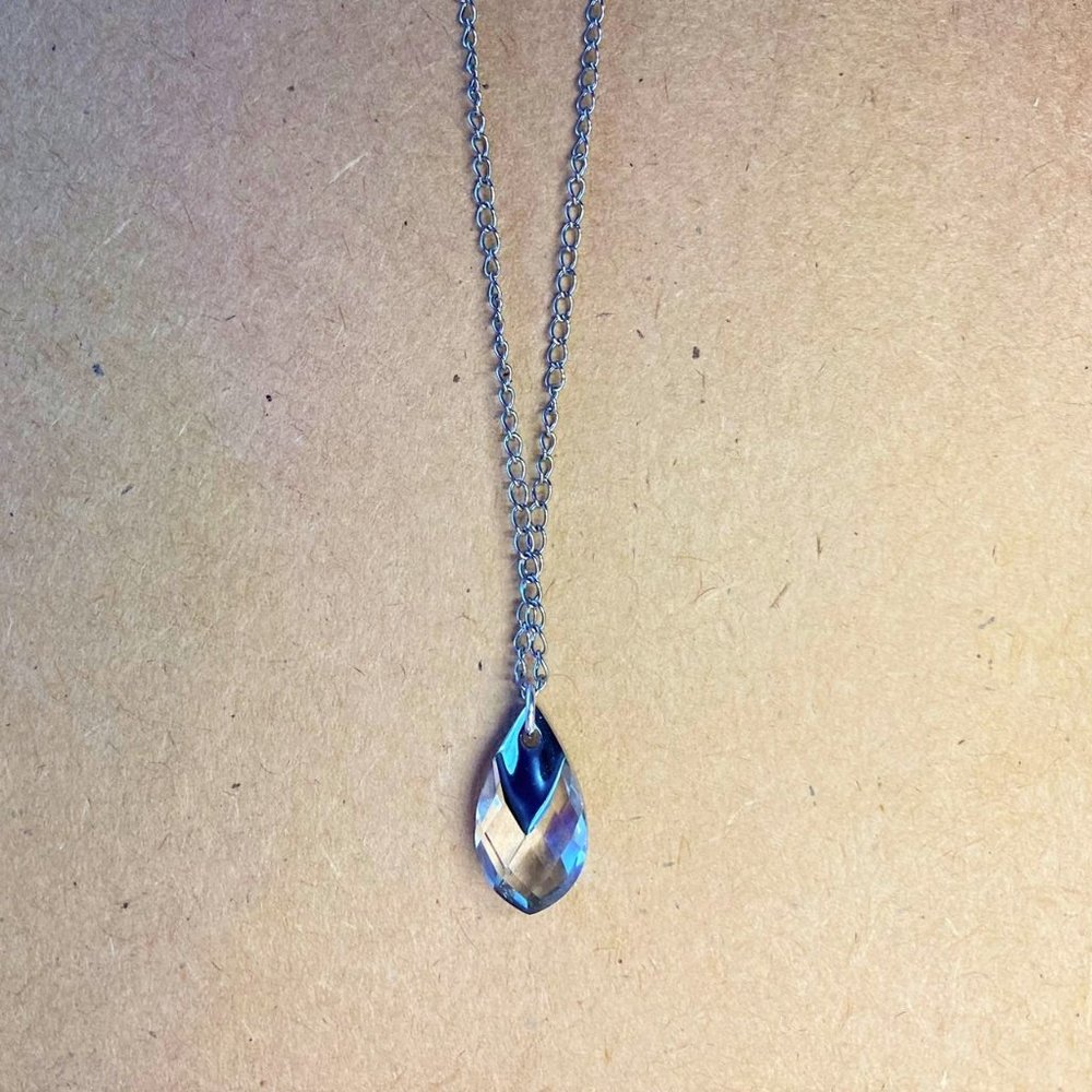 Silver Necklace with Clear Stone